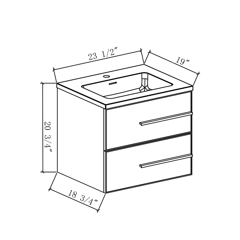 Bella 24" W Wall-Mounted White Vanity with Sink Top | LessCare