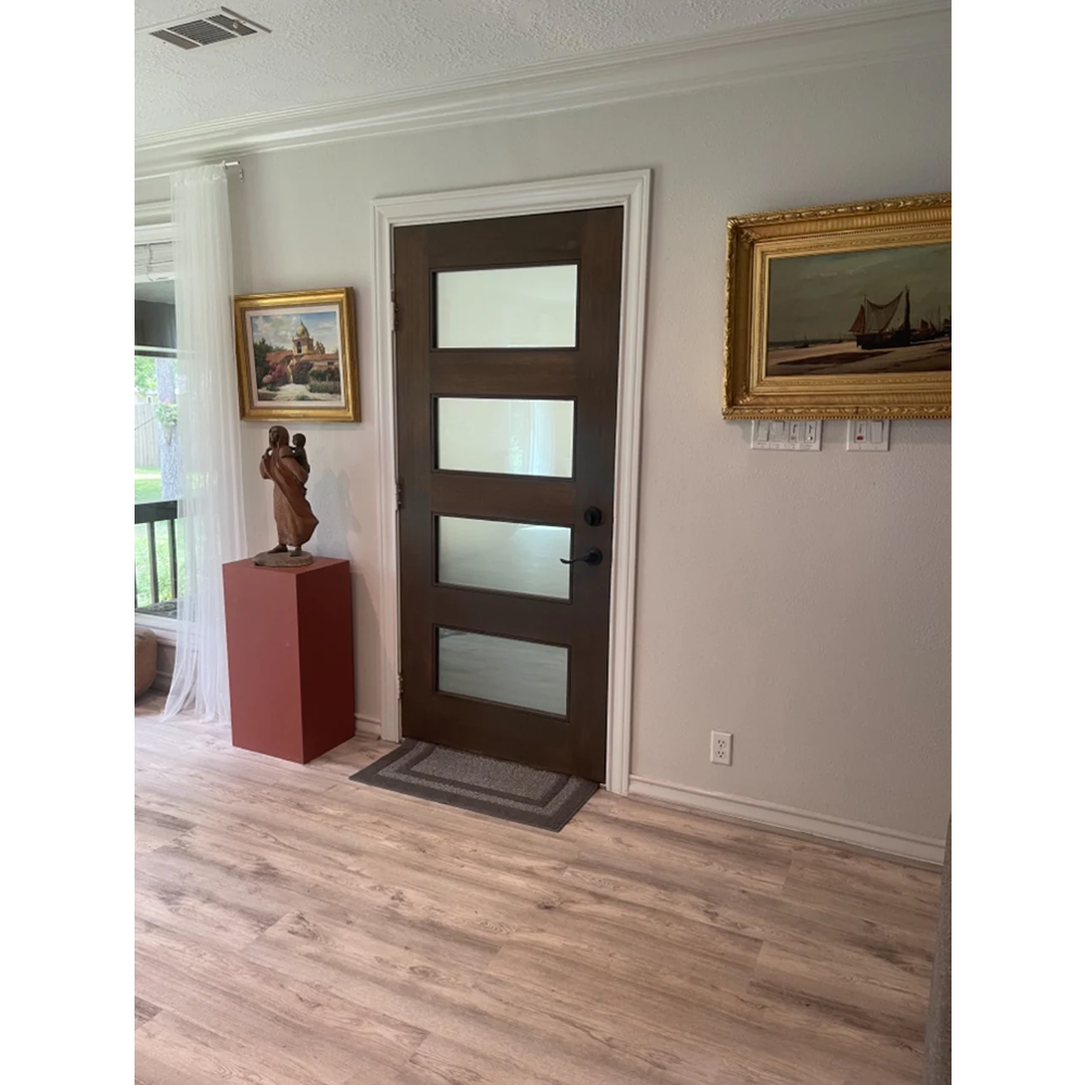 3/0x6/8 Mahogany Exterior Prehung Door | Modern 4 Lite