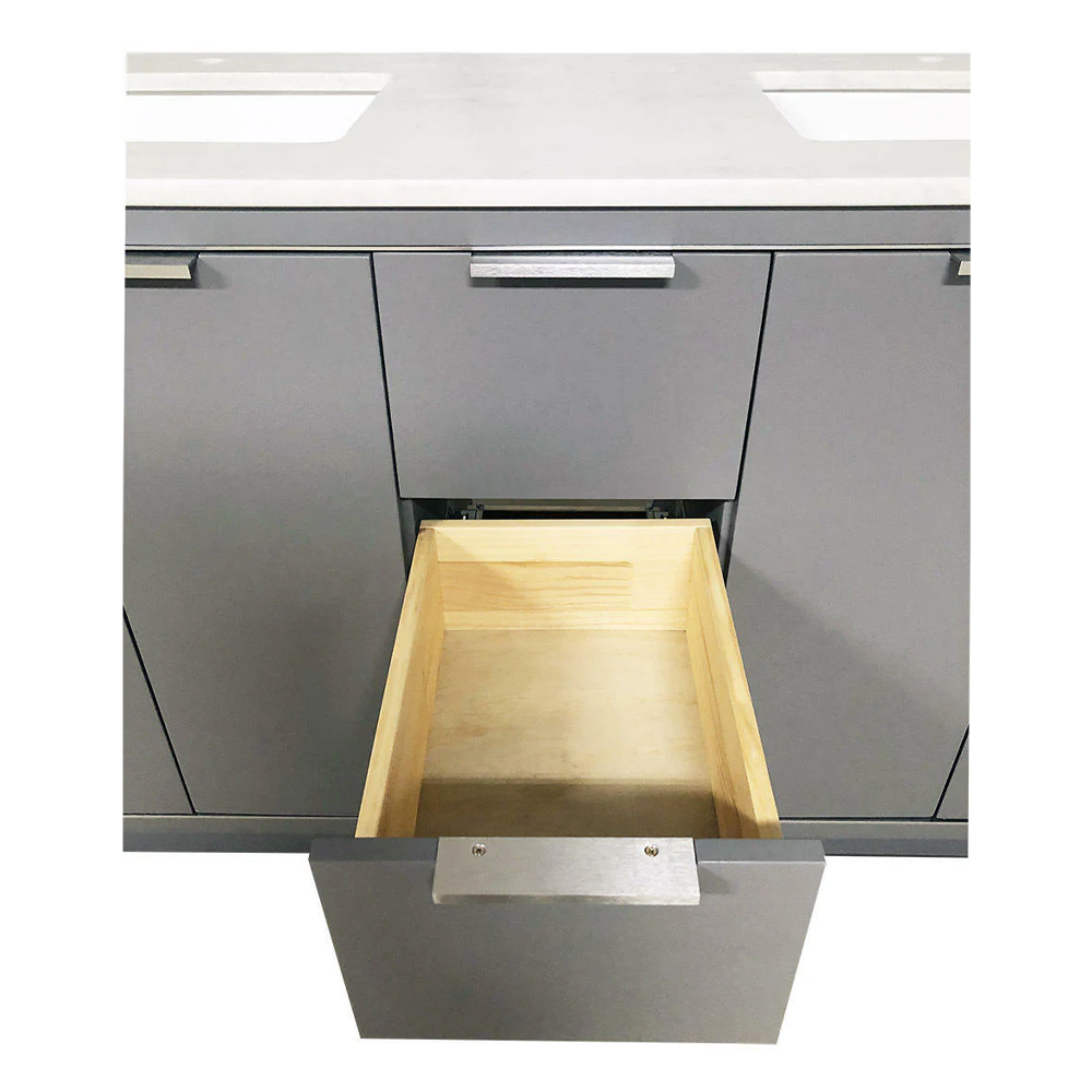Amelie 72 in Double Sink Bathroom Vanity in Grey with Carrara White Marble Countertop