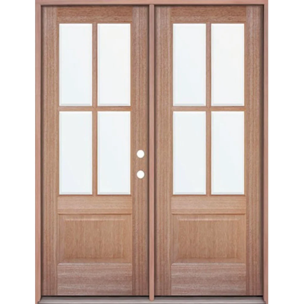 6 ft. x 6 ft. 8 in. Mahogany Classic 4 Lite Prehung Exterior Door