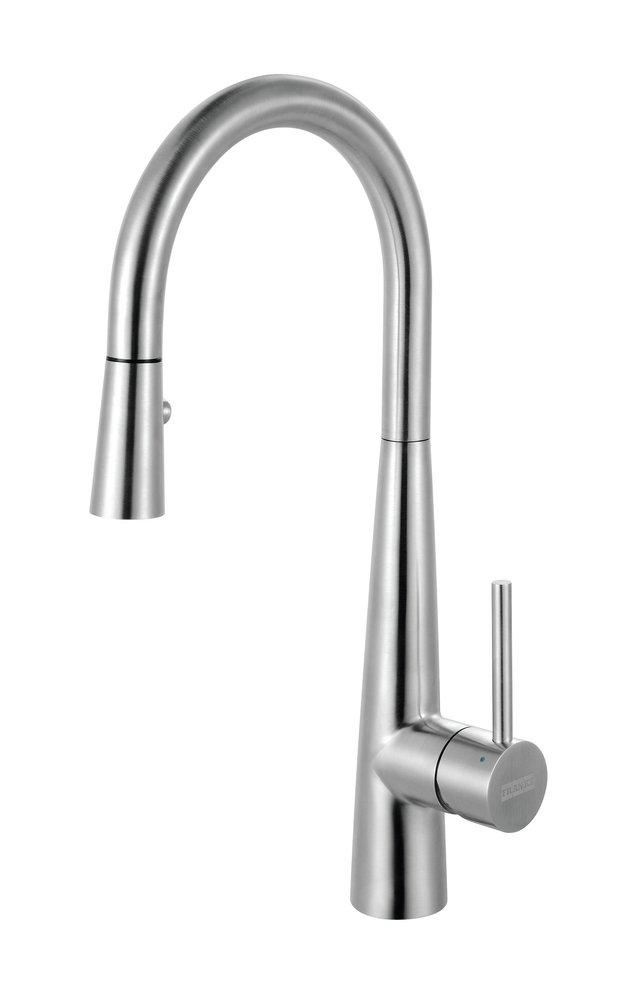 Franke Steel Single Handle Pull Down Kitchen Faucet in Stainless Steel