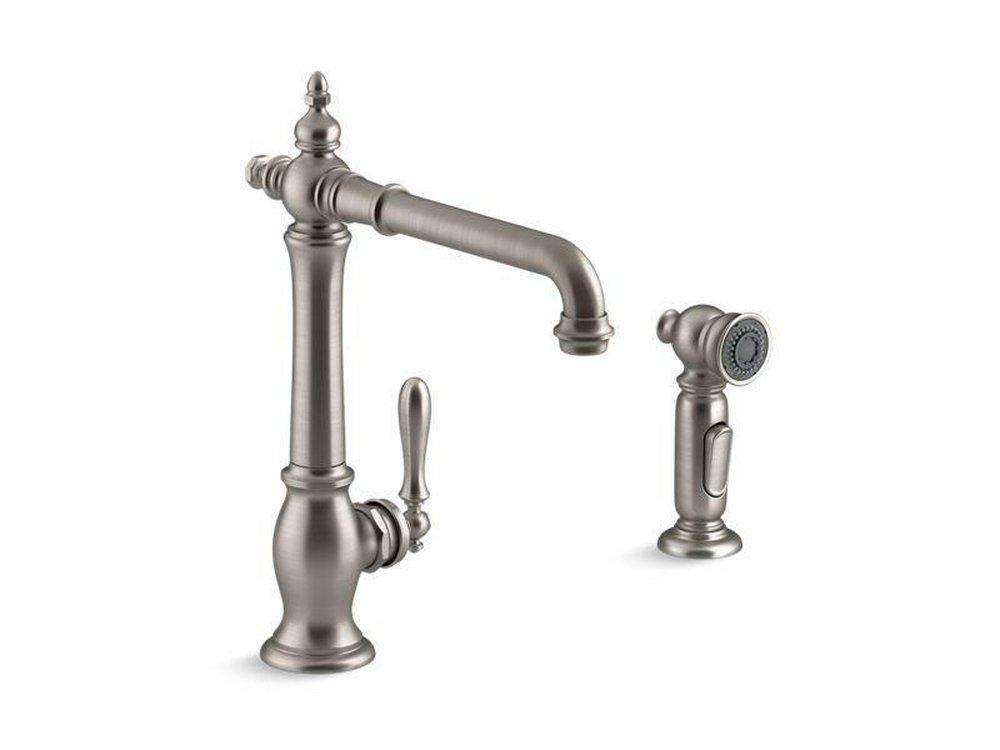 KOHLER Artifacts® Single Handle Kitchen Faucet with Side Spray in Vibrant® Stainless