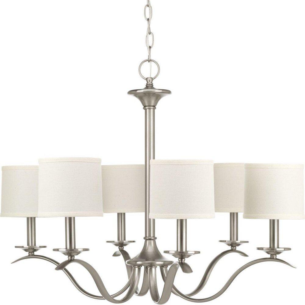 Progress Lighting Inspire 60W 6-Light Candelabra E-12 Base Incandescent Chandelier in Brushed Nickel