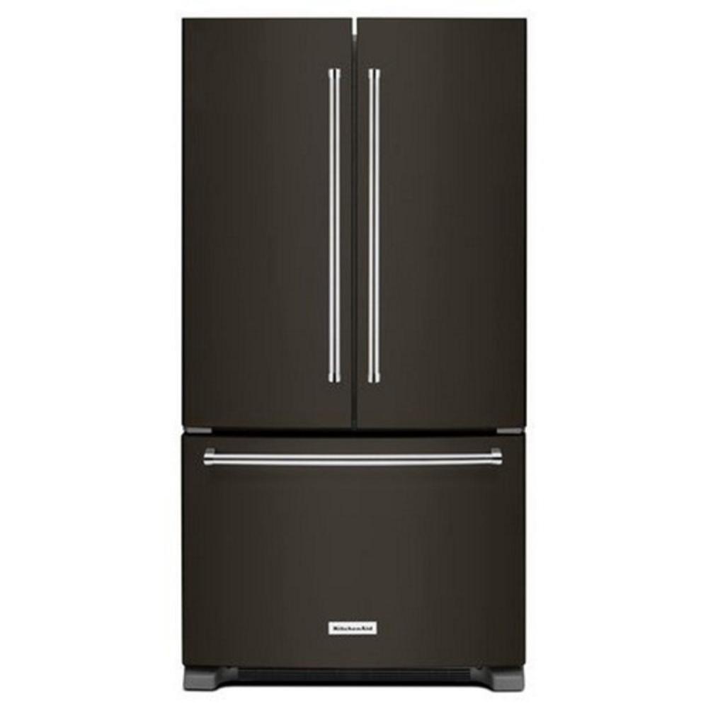 35-7/8 in. 25.2 cu. ft. Bottom Mount Freezer French Door Refrigerator in PrintShield™ Black Stainless Steel