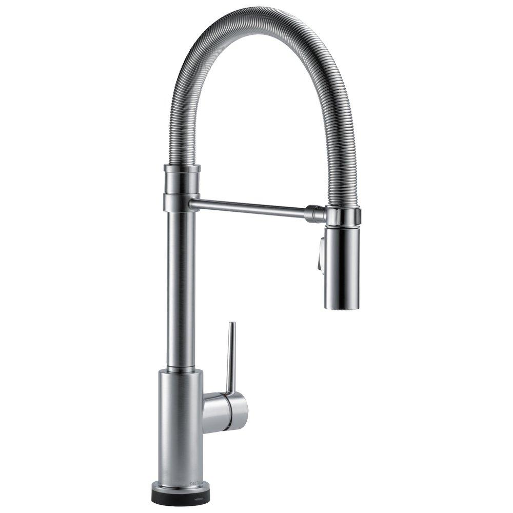 Delta Faucet Trinsic® Single Handle Pull Down Kitchen Faucet with Touch Activation in Arctic Stainless