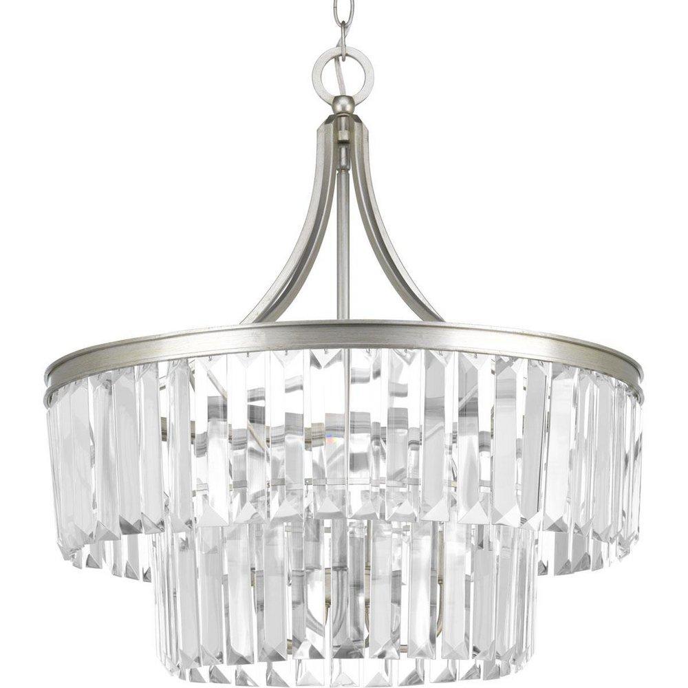 Progress Lighting Glimmer 60W 5-Light Candelabra E-12 Base Incandescent Pendant in Silver Ridge