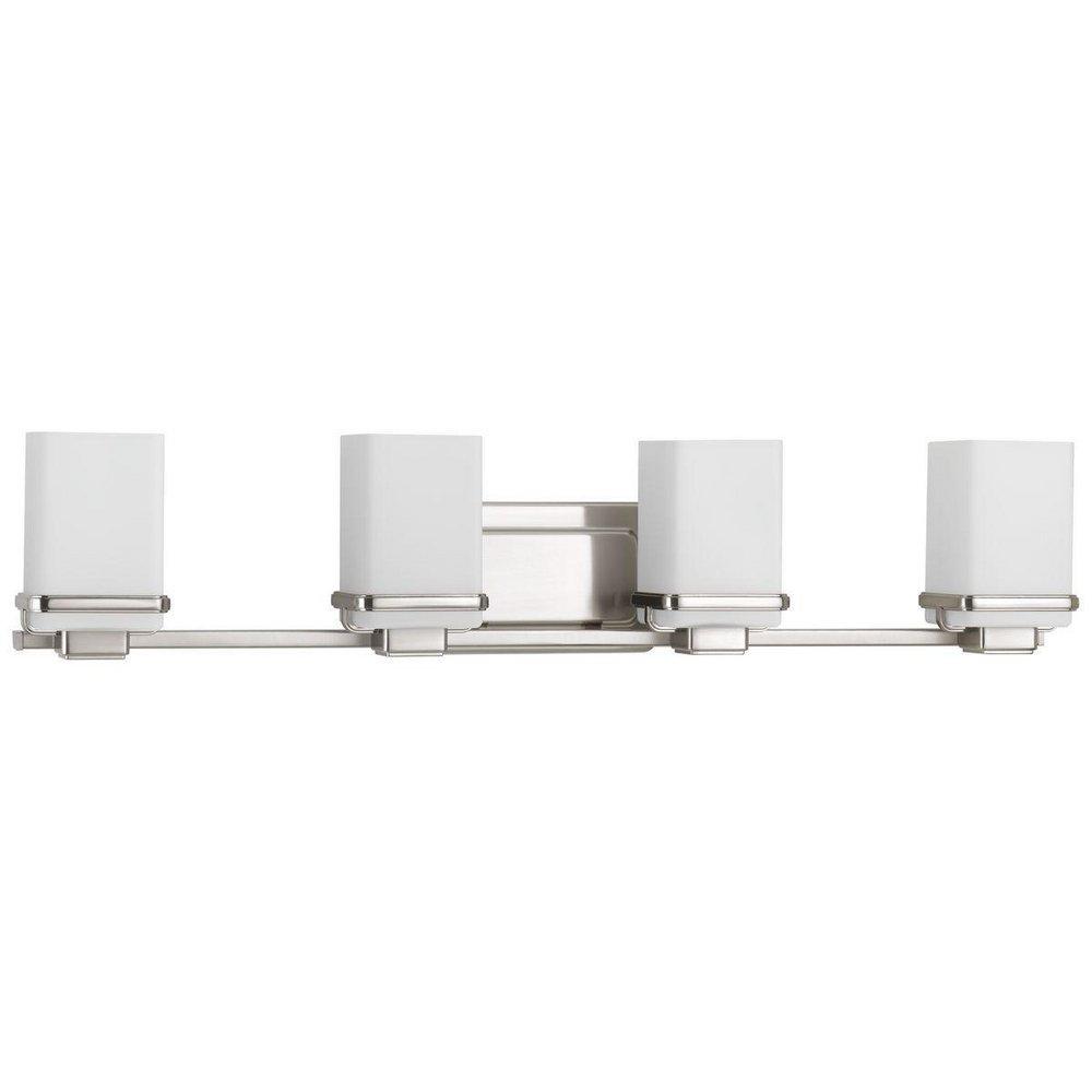 Progress Lighting Metric 100W 4-Light Medium E-26 Base Incandescent Bath Light in Brushed Nickel