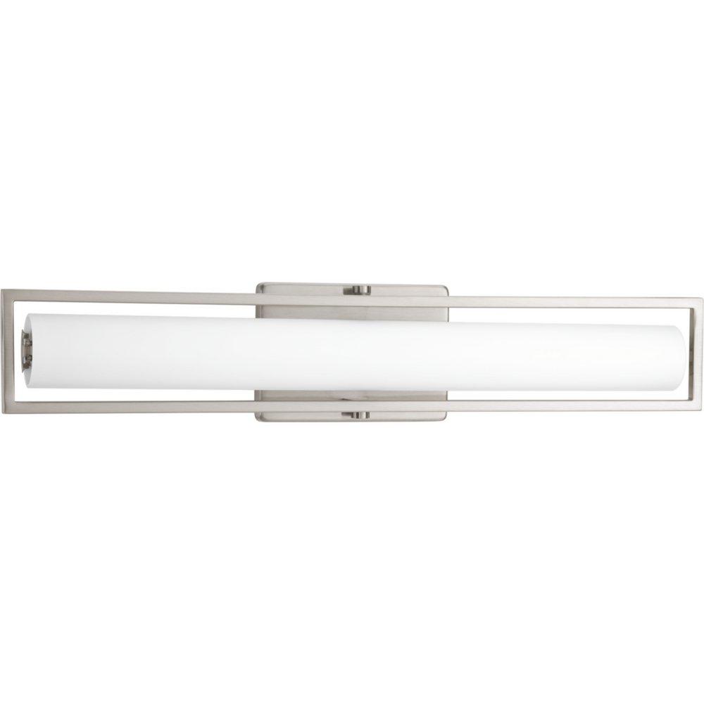 Progress Lighting Frame 3-3/8 in. 35W 1-Light Linear Vanity with Etched White Glass in Brushed Nickel