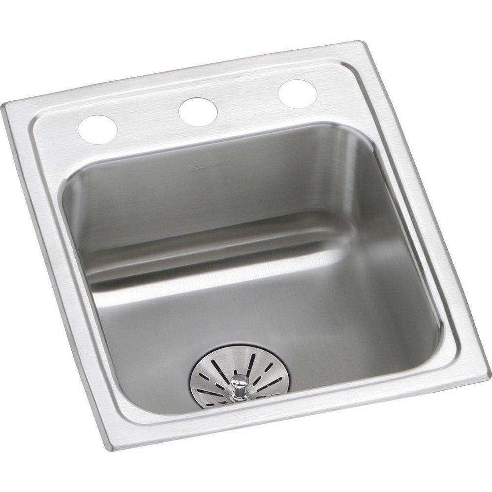 Elkay Lustertone® 15 in. Drop-in Stainless Steel Single Bowl Kitchen Sink in Chrome