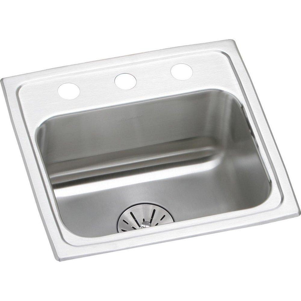 Elkay Lustertone® 17 in. Drop-in Stainless Steel Single Bowl Kitchen Sink in Brushed Nickel