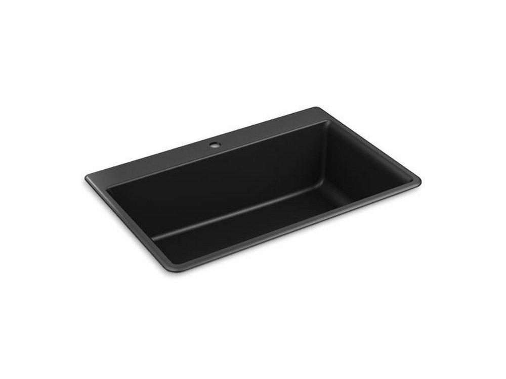 KOHLER Kennon® 33 in. Dual Mount Neoroc Single Bowl Kitchen Sink in Matte Black