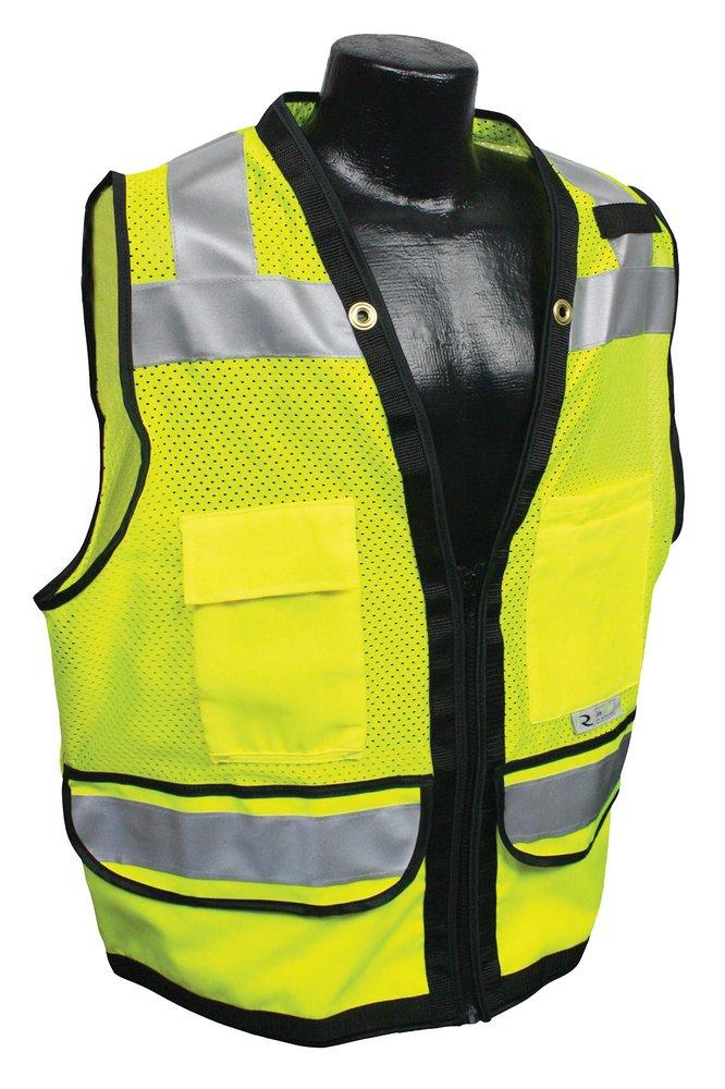 Radians Radwear™ M Size Polyester Grommet Safety Vest with Zipper Closure in Hi-Viz Green