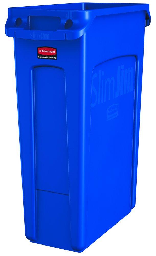 Rubbermaid Slim Jim® 30 x 22 x 11 in. 23 gal Resin Waste Trash Container in Blue
