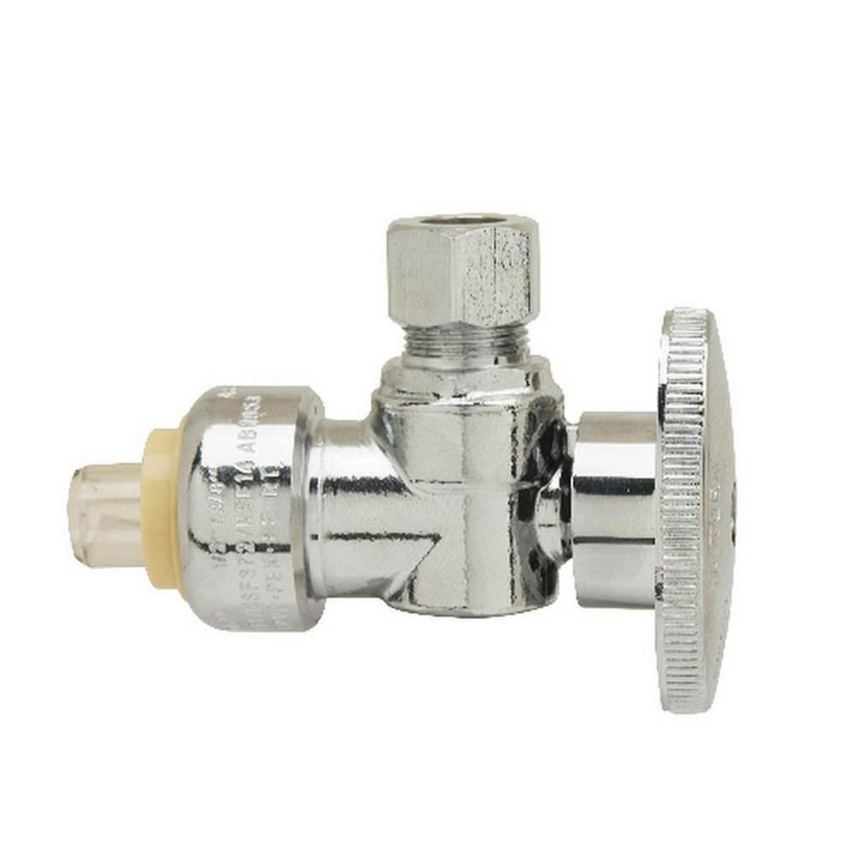 1/2 x 3/8 in. Push-to-Connect x OD Compression Angle Supply Stop Valve in Chrome Plated