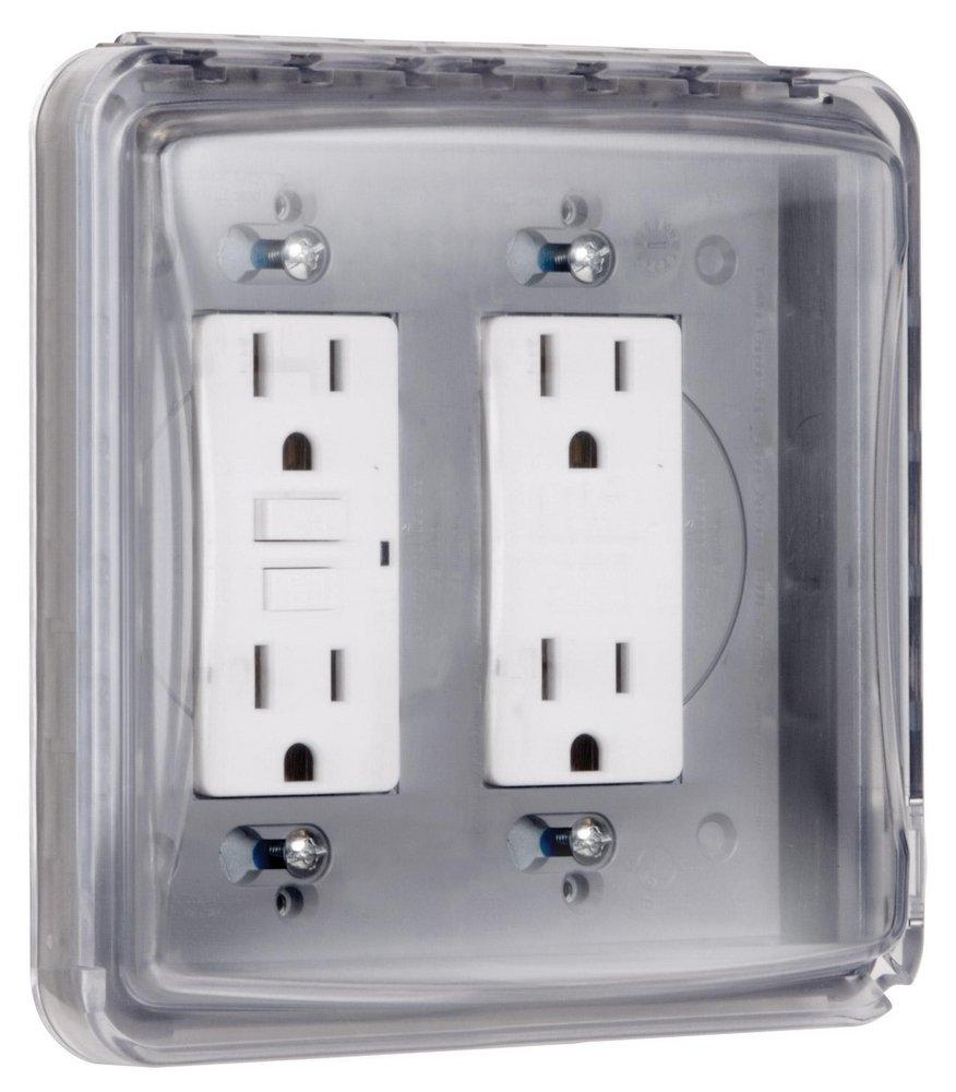 2-Gang Plastic Flat Cover in Clear