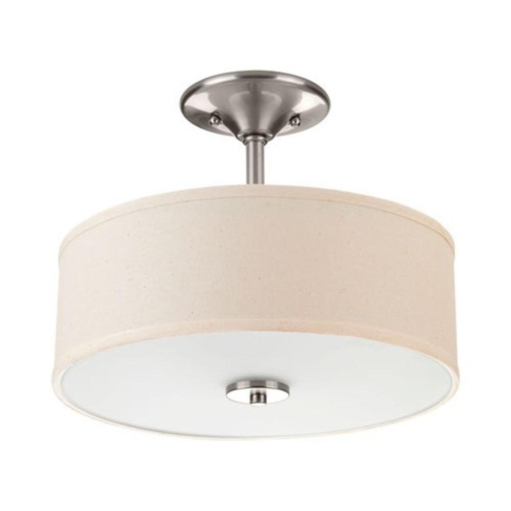Progress Lighting Inspire 75W 2-Light Semi-Flush Mount Ceiling Fixture with Medium E-26 Base in Brushed Nickel