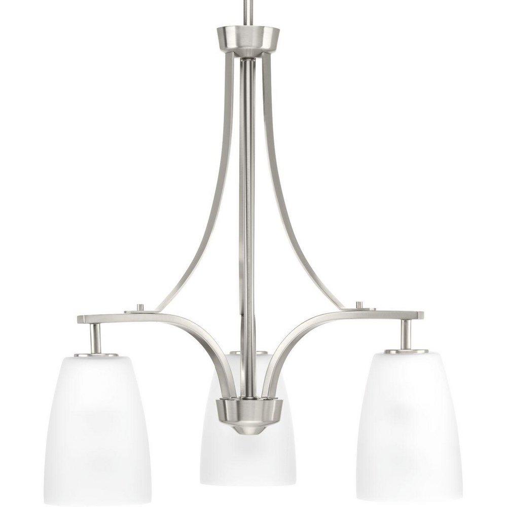 Progress Lighting Leap 21 in. 100W 3-Light Medium E-26 Incandescent Chandelier in Brushed Nickel