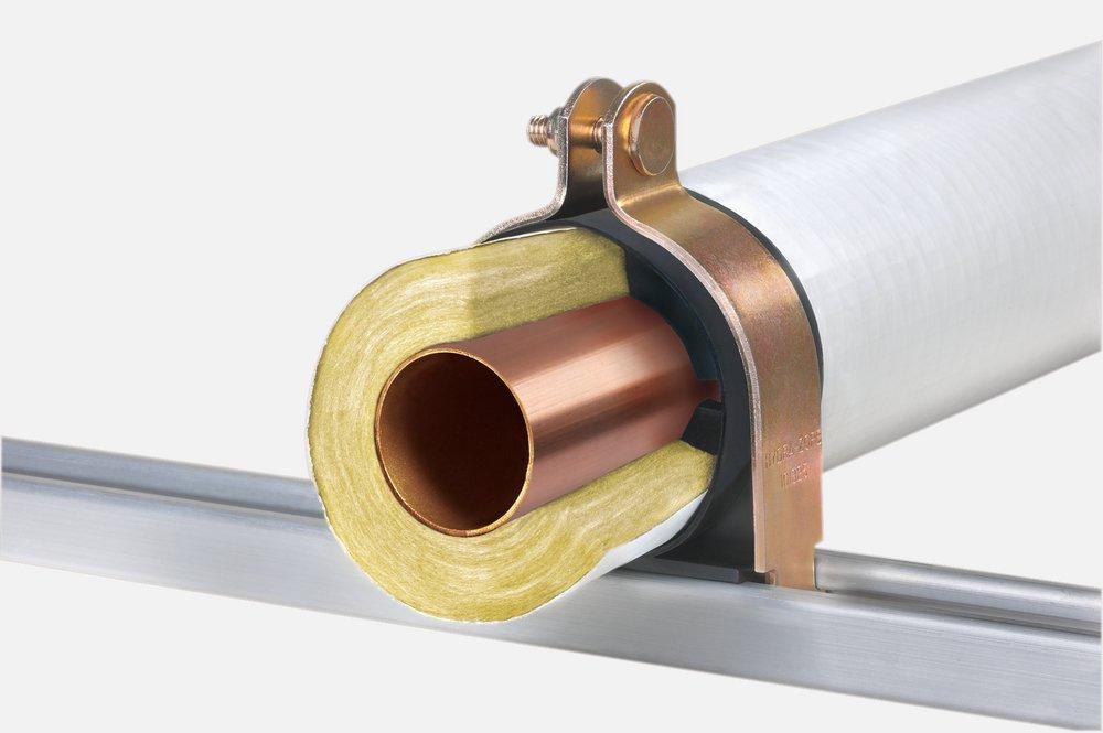 FNW® Figure 7899MM 25mm Fiberglass Clamp Insulation Coupling for Metric Pipe and 1 in. Wall Thickness