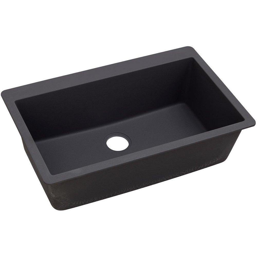 Elkay Quartz Luxe® 33 in. Drop-in Composite Single Bowl Kitchen Sink in Caviar