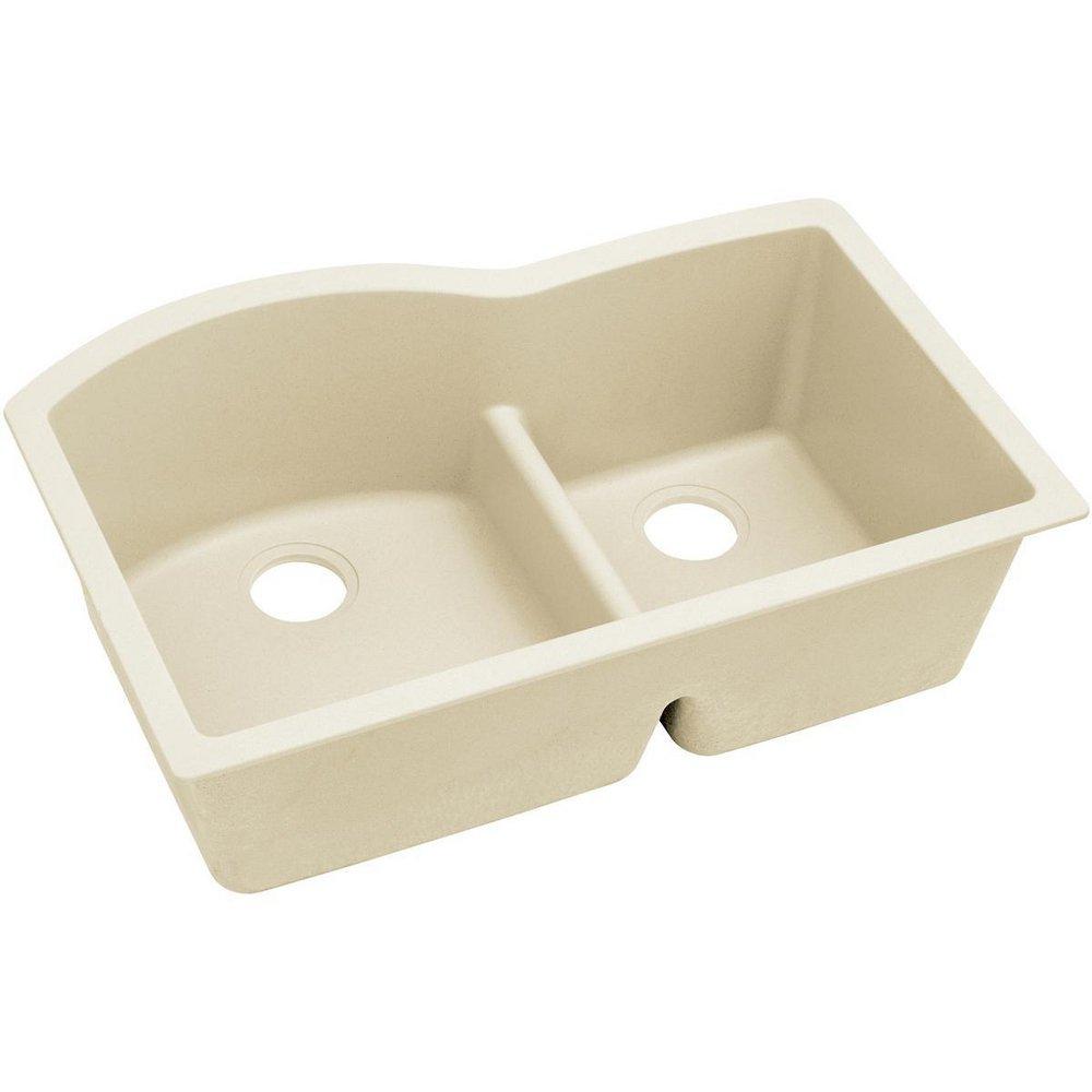 Elkay Quartz Luxe® 33 in. Undermount Composite Double Bowl Kitchen Sink in Parchment
