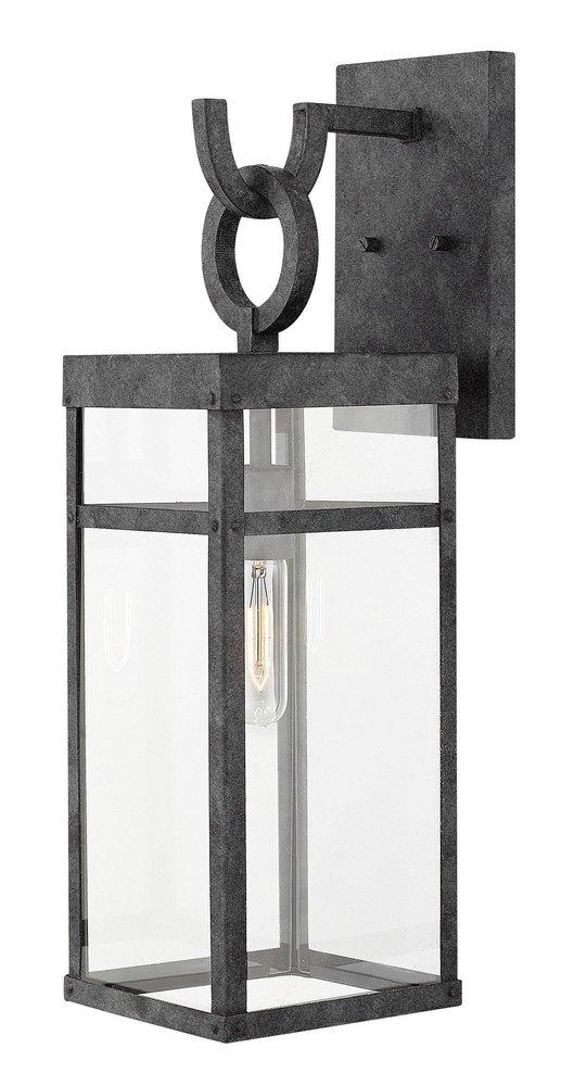 Hinkley Porter 100W 1-Light Outdoor Wall Lantern in Aged Zinc