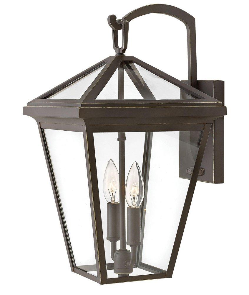 Hinkley Alford Place 10 x 17-1/2 in. 120W 2-Light Candelabra E-12 Incandescent Outdoor Wall Sconce in Oil Rubbed Bronze