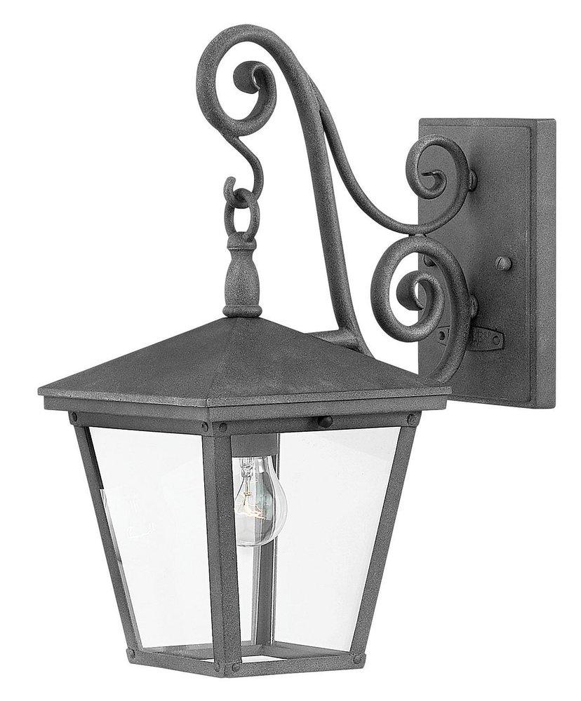 Hinkley Trellis 100W 1-Light Medium E-26 Incandescent Outdoor Wall Sconce in Aged Zinc