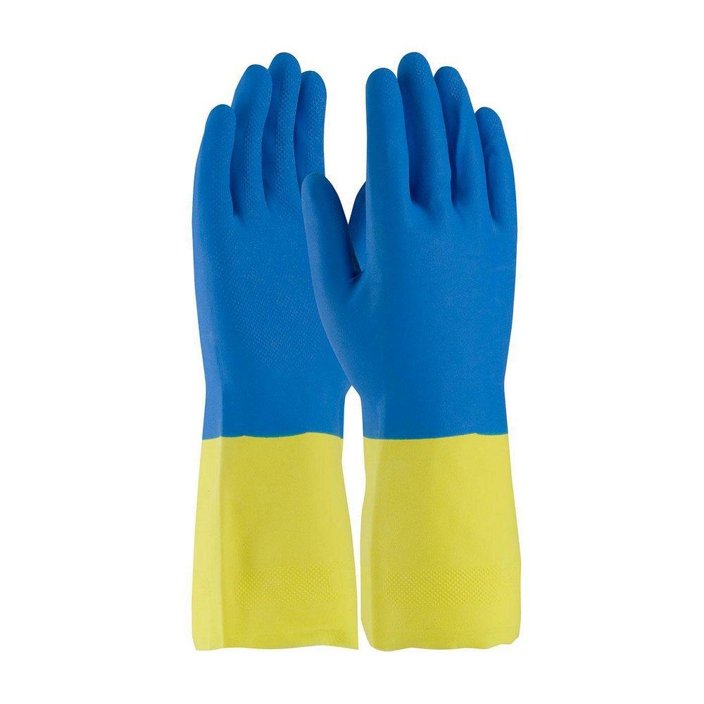 XL Size Neoprene and Latex Diamond Grip Gloves in Blue and Yellow 12 Pack