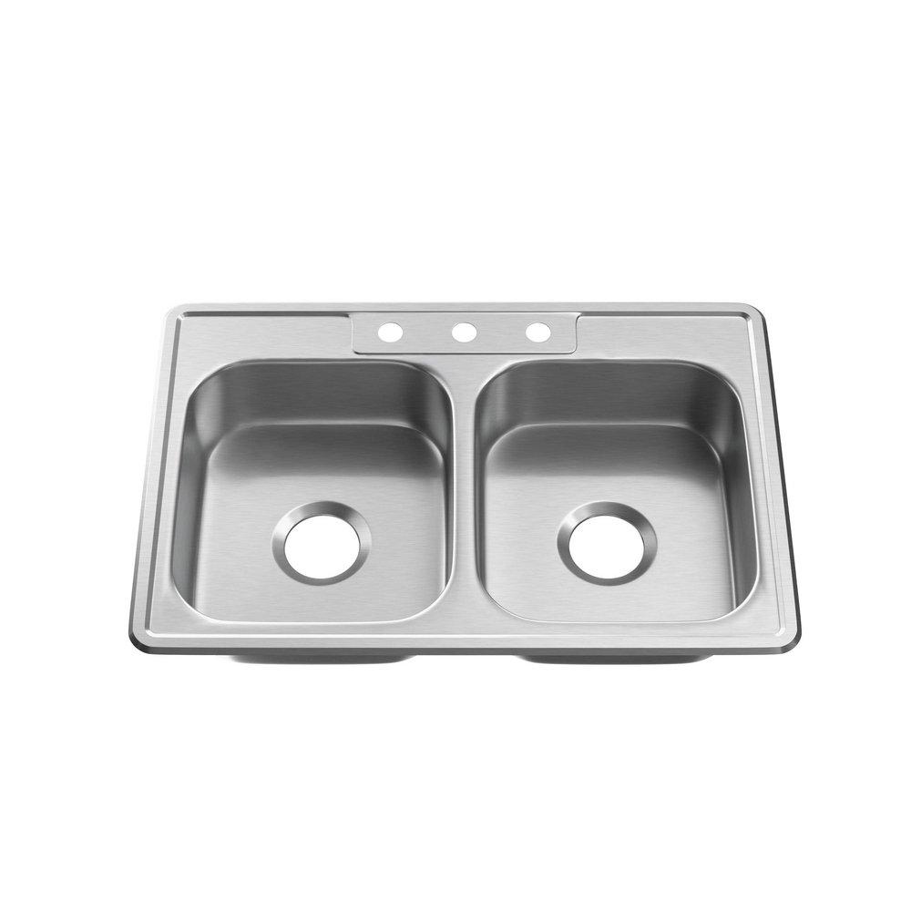 PROFLO® Bealeton 33 x 22 in. Stainless Steel Double Bowl Drop-in Kitchen Sink