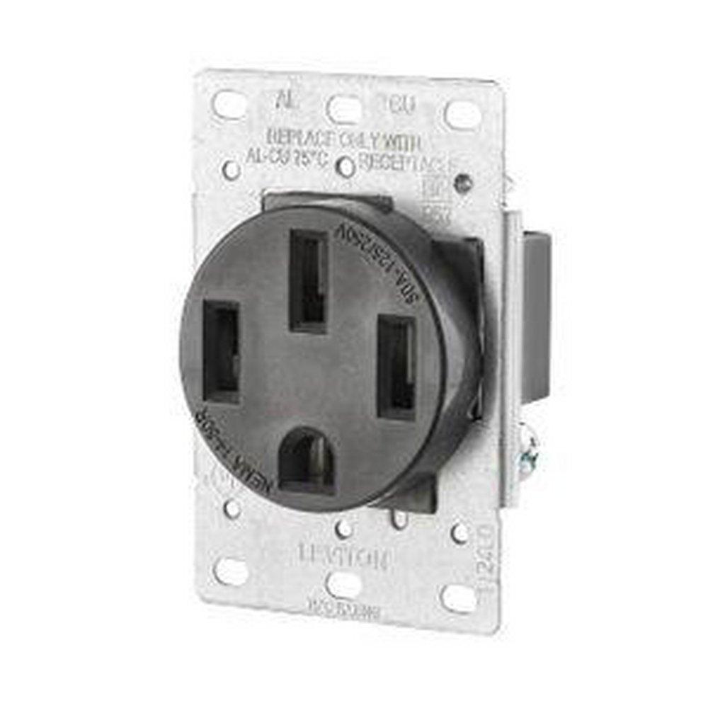 50A 125/250V Flush Mount Receptacle in Black
