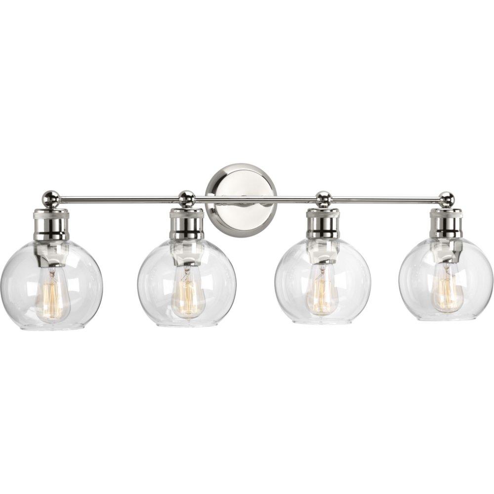 Progress Lighting Hansford 33-1/2 x 10-7/8 in. 400W 4-Light Medium E-26 Incandescent Vanity Fixture in Polished Nickel
