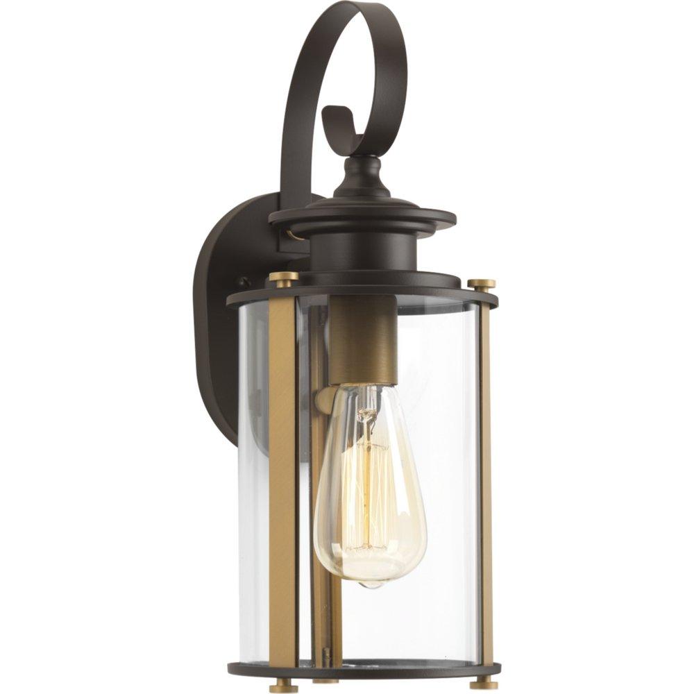 Progress Lighting Squire 1-Light 100W Medium E-26 High Outdoor Wall Sconce with Clear Glass Shade in Antique Bronze