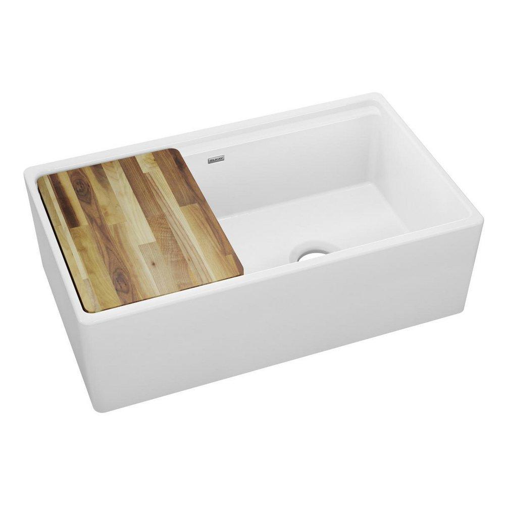 33 in. Farmhouse Fireclay Double Bowl Workstation Kitchen Sink in White