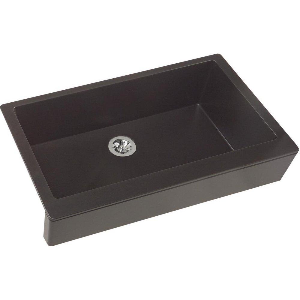 Elkay Quartz Luxe® 35-7/8 x 20-15/16 in. Composite Single Bowl Farmhouse Kitchen Sink in Caviar