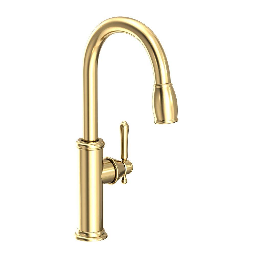 Newport Brass Chesterfield Single Handle Pull Down Kitchen Faucet in Forever Brass - PVD