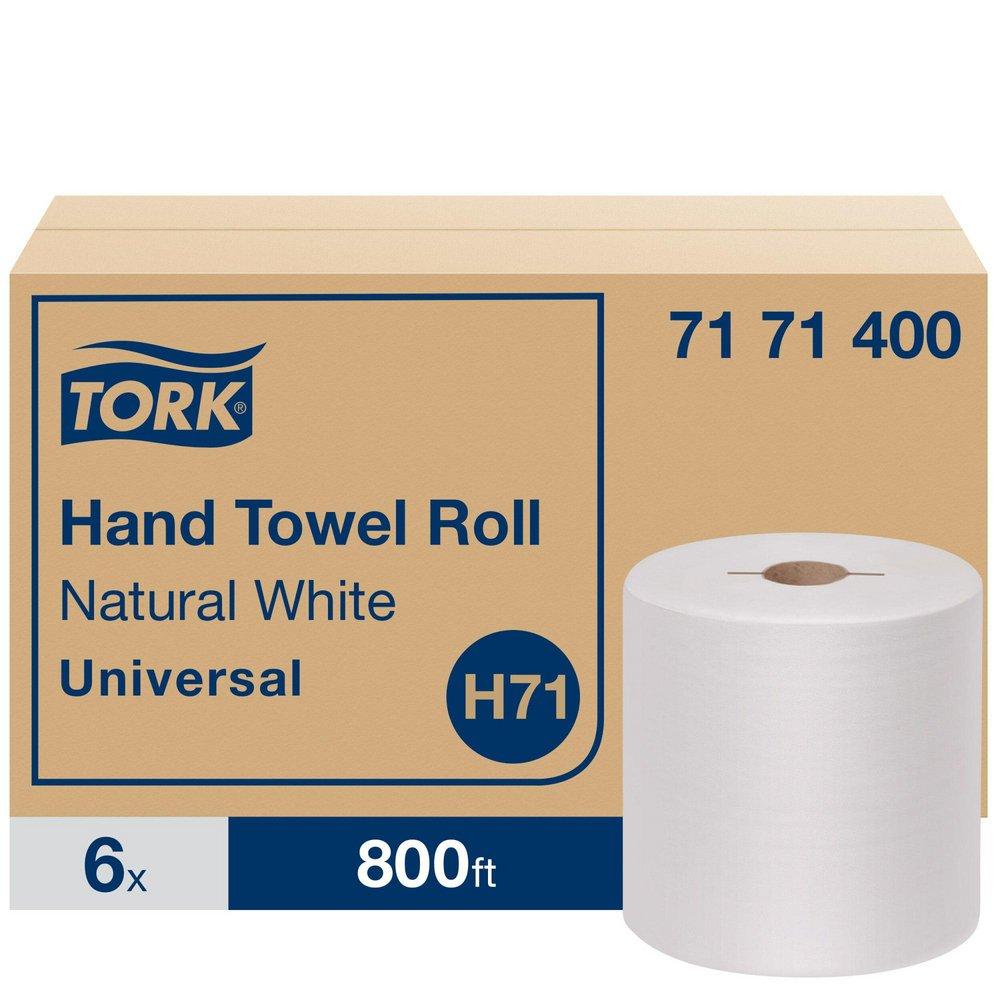 Tork Universal Paper Hand Towel Roll, 1-Ply 800 ft, Natural White, H71 System (Case of 6)