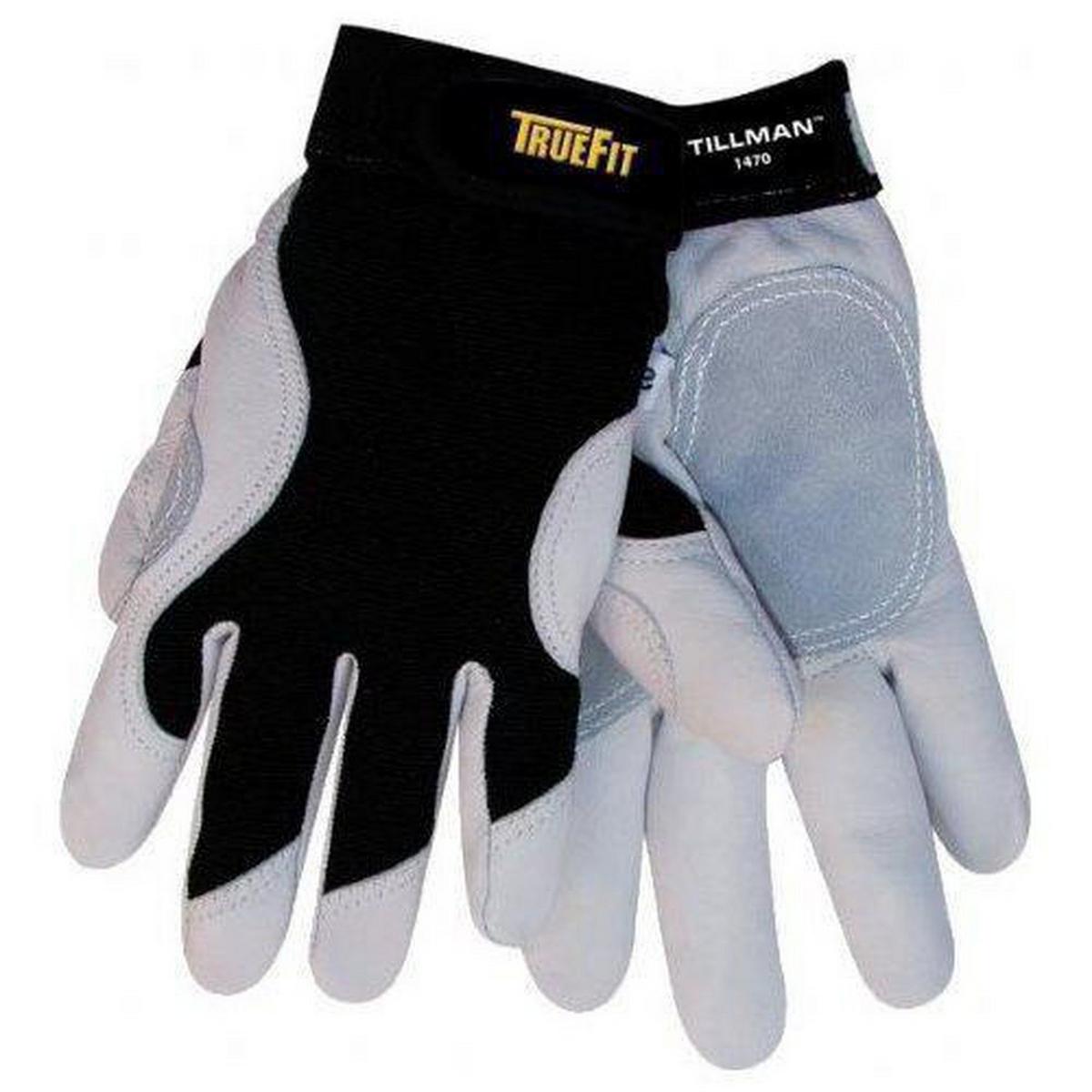 Tillman® 1470 TrueFit™ M Size Elastic Driver Gloves in Black and Grey