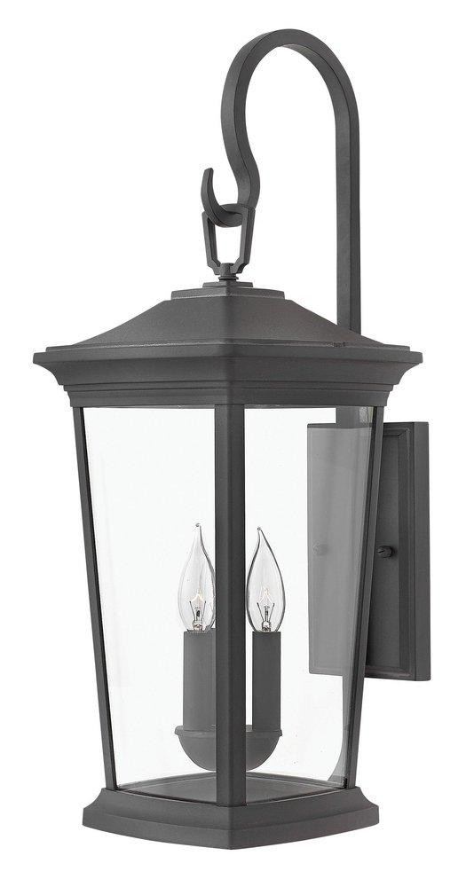 Hinkley Bromley 10 x 24-4/5 in. 180W 3-Light Candelabra E-12 Incandescent Outdoor Wall Sconce in Museum Black