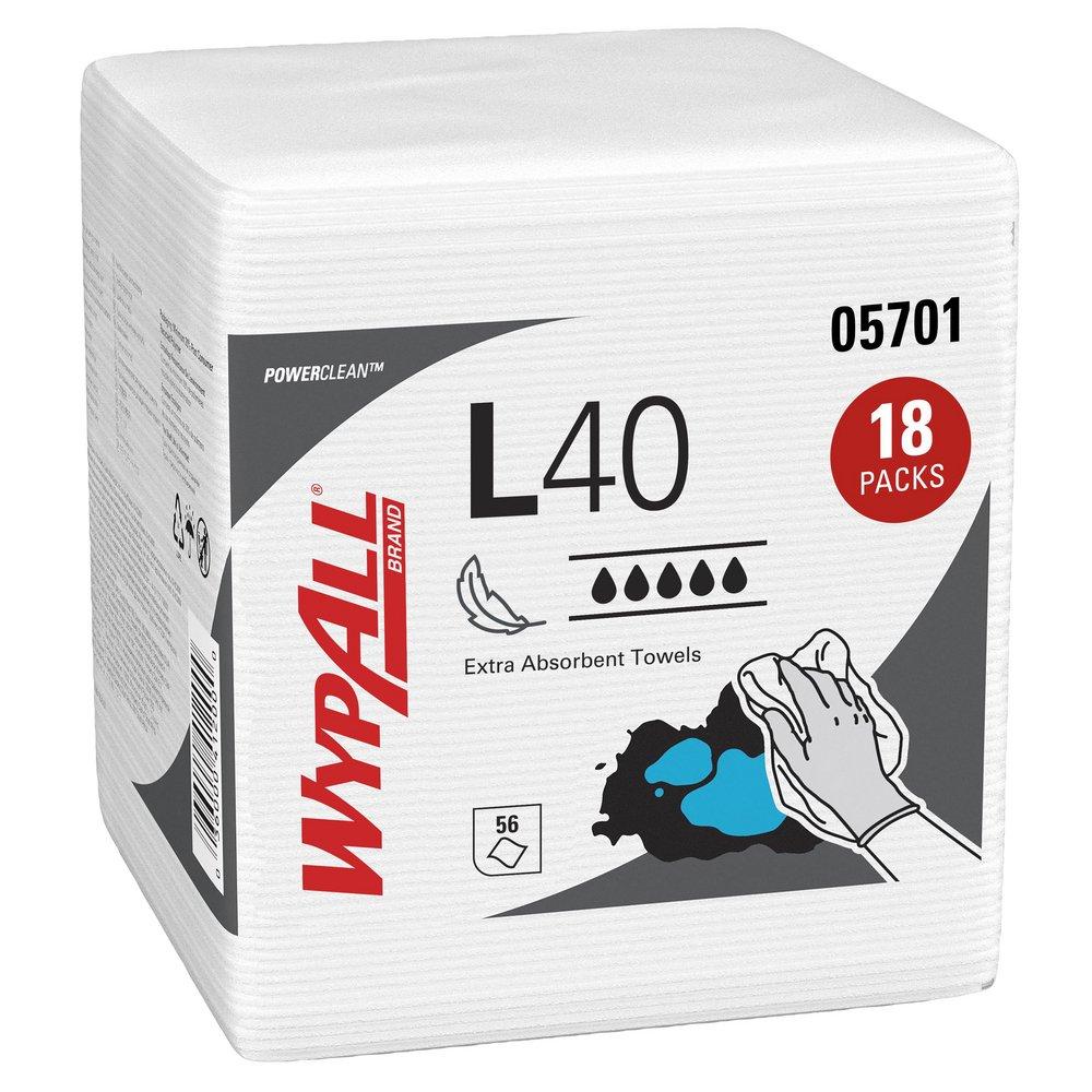 WypAll® L40 12-1/2 x 12 in. All Purpose Wipers in White (Case of 18)