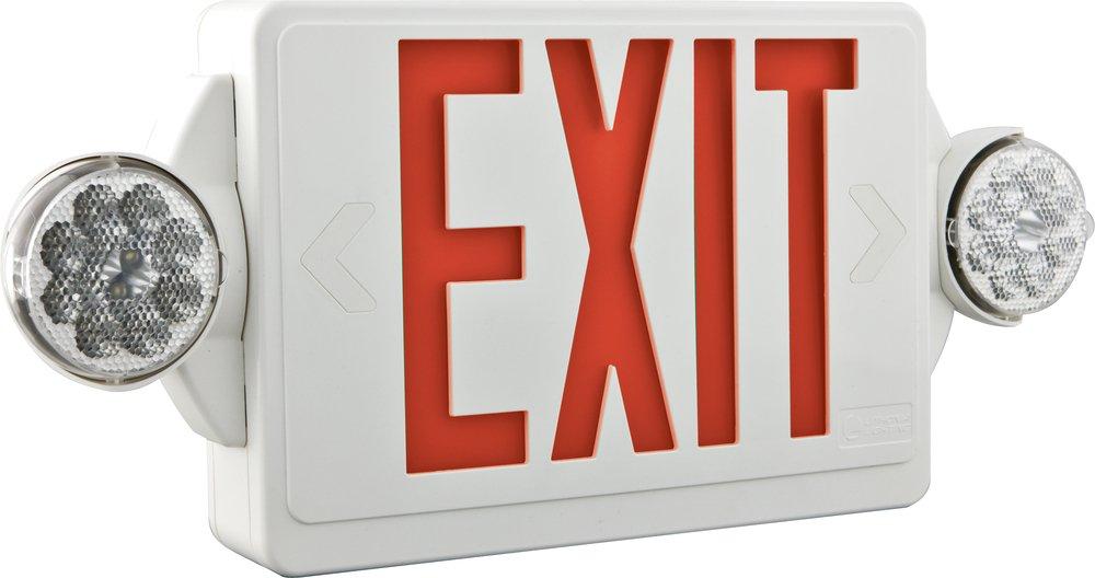 Battery Back Up LED Exit/Emergency Combo Light Red Letters