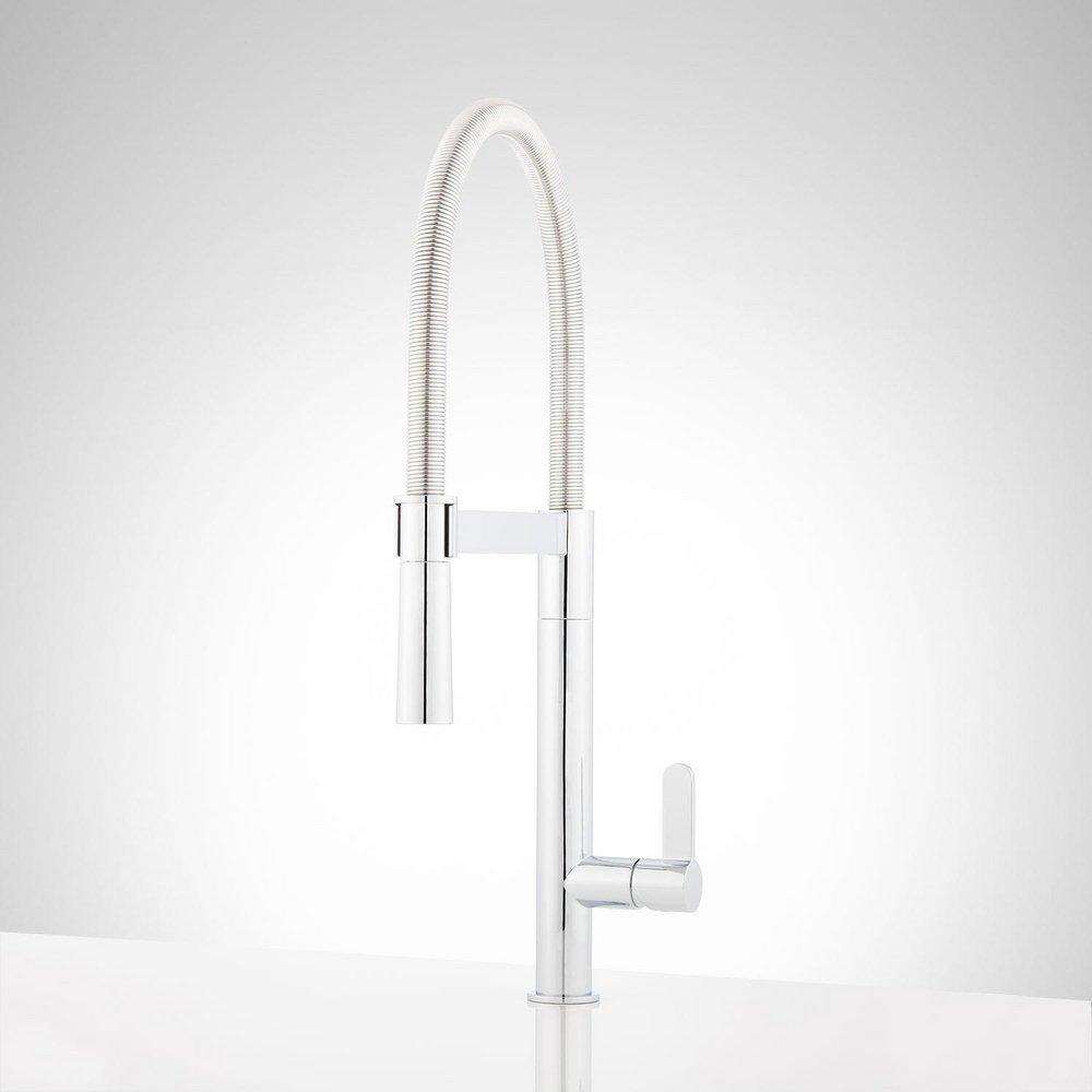 Signature Hardware Ocala Single Handle Pull Down Kitchen Faucet in Polished Chrome