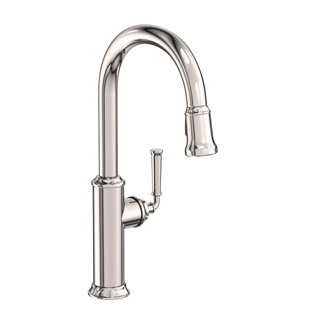 Newport Brass Gavin Single Handle Pull Down Kitchen Faucet in Polished Nickel - Natural