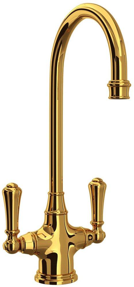 Perrin & Rowe Georgian Era™ Two Handle Bar Faucet in Unlacquered Brass