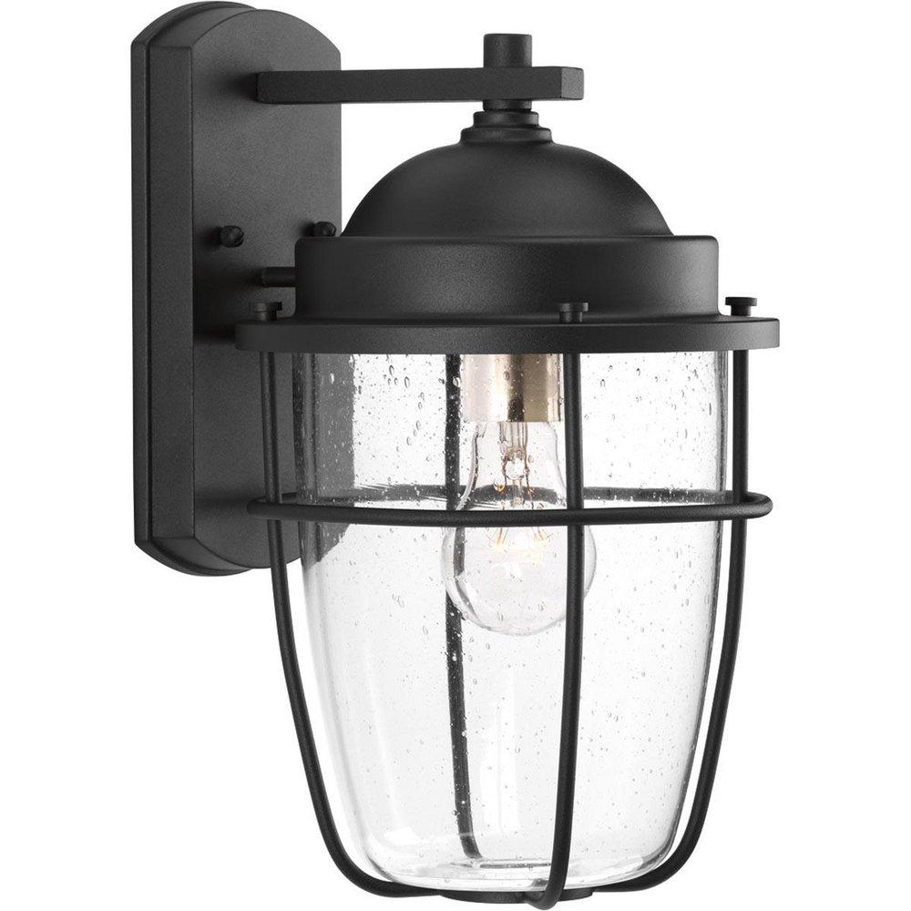 Progress Lighting Holcombe 100W 1-Light Medium E-26 Incandescent Outdoor Wall Sconce in Black