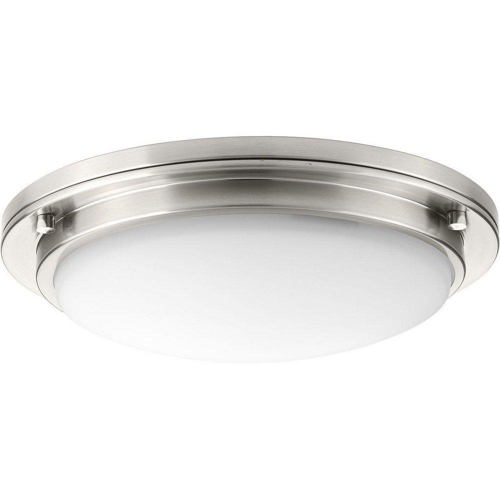 Progress Lighting Apogee 15 in. 28.3W 120/277V 3000 Kelvin 1660 Lumens LED Flush Mount Ceiling Fixture in Brushed Nickel