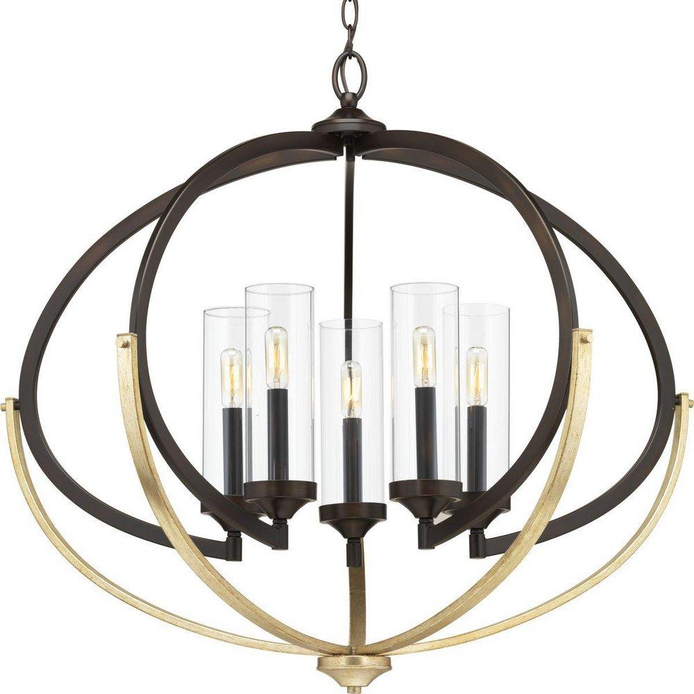 Progress Lighting Evoke 33-3/4 in. 300W 5-Light Candelabra E-12 Chandelier in Antique Bronze