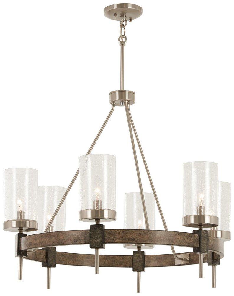 Minka Lavery Bridlewood 60W 6-Light Candelabra E-12 Incandescent Chandelier in Stone Grey with Brushed Nickel