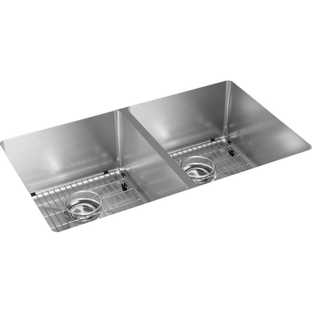 Elkay Crosstown® 31-1/2 in. Undermount Stainless Steel Double Bowl Kitchen Sink in Polished Satin