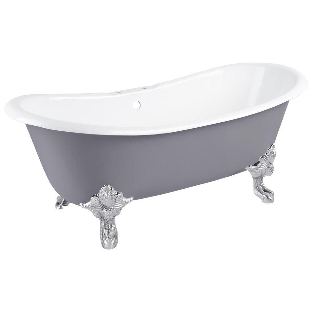 Signature Hardware Lena 72 x 30-1/2 in. Freestanding Bathtub Offset Drain in Dark Grey