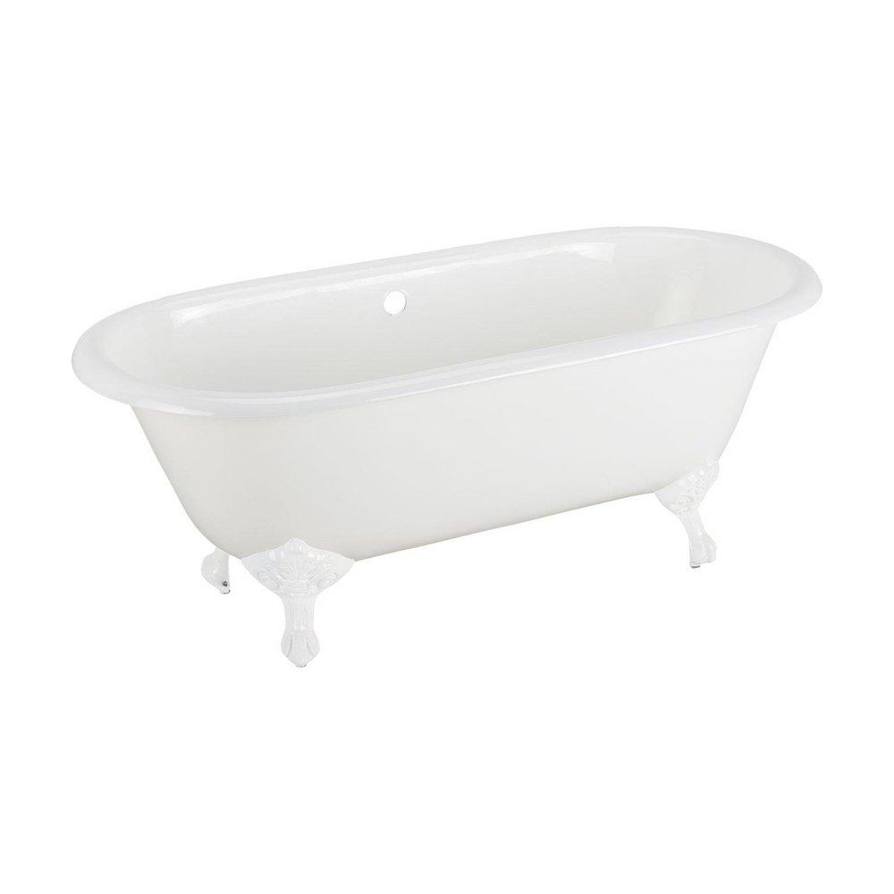 Signature Hardware Sanford 66 x 31 in. Freestanding Clawfoot Bathtub with Center Drain in White - Less Drain Assembly